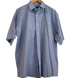 Bogari Men's Blue & White Gingham Checkered Short Sleeve Dress Shirt Size XXL